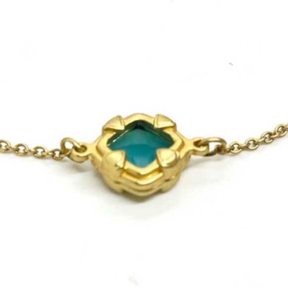 GEORGE AQUA BLUE GREEN CLOVER NECKLACE GOLD TONE STATION STYLE 18" ADJUSTABLE - Picture 8 of 16